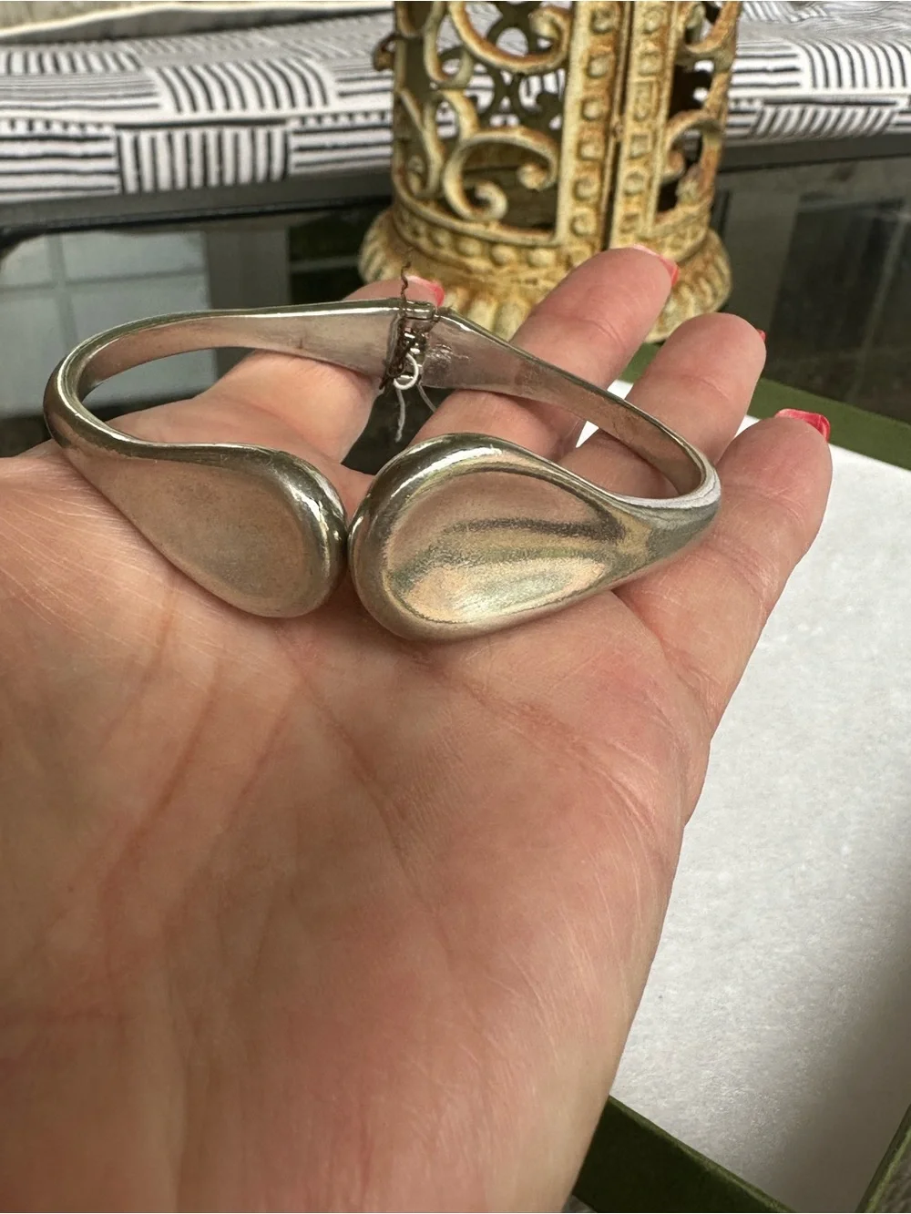 Chico's silver-toned‎ hinged bangle bracelet